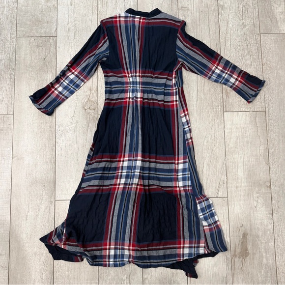 Isabella Sinclair Navy Plaid Wrap Style Midi Dress Long Sleeve Size M EUC - Picture 4 of 6
